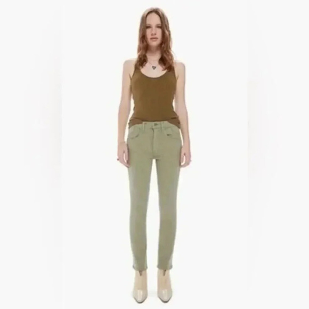 MOTHER | Stash Mid Rise Dazzler Ankle Jeans in Oil Green Size 23 B516
